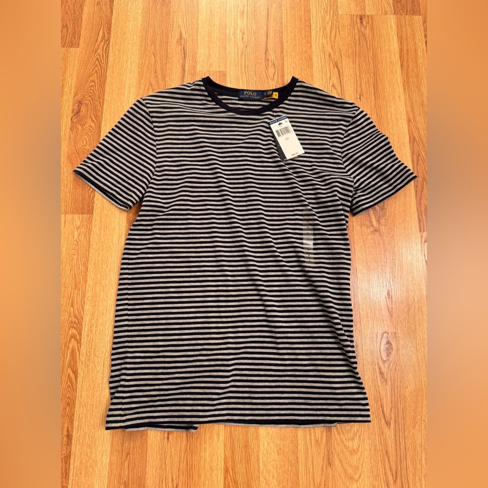Polo Ralph Lauren Black and White Striped Short Sleeve Tee